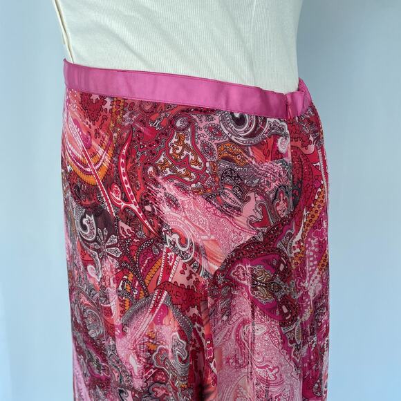 Y2K Midi Skirt Size XL Pink Red Boho Paisley Asymmetric Whimsical Fairy Feminine - Picture 8 of 15